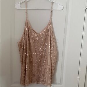 Sequin Beige Tank Top